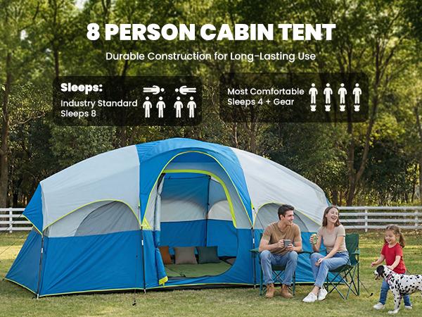 Sweetcrispy 2-8 Person Instant Polyester Camping Tent for Families, Easy Setup with Removable Rainfly, Power Cord Access & Excellent Ventilation, Easy Setup Tents, Tents For Camping