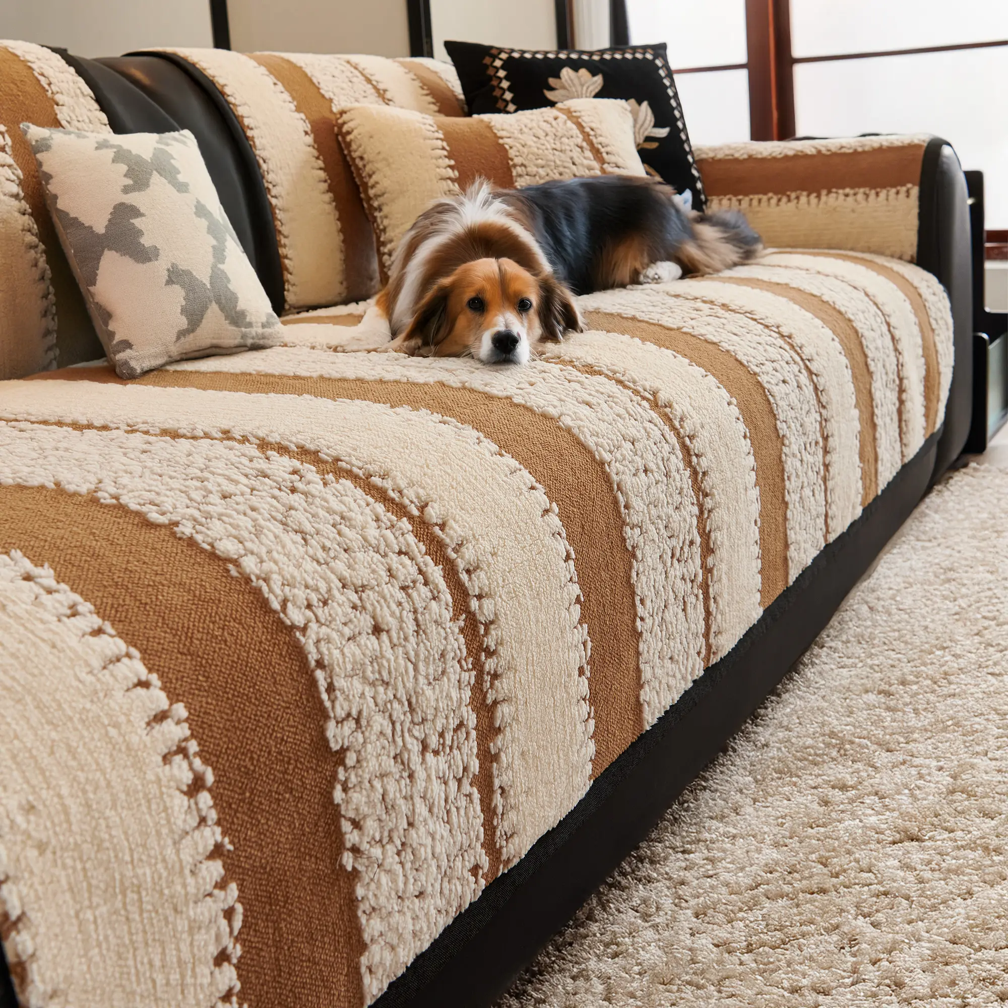  Gift Choice 1 Count Sofa Cover for 1-4Seater NO BACK OR ARMREST Solid ColorJacquard Sofa Protector, Anti-slip CouchBench Cover, Machine Washable Slipcover,Pet-friendly sofa Towel Mat for Home, LivingRoom, Dormitory, Hotel, Beige, Gray