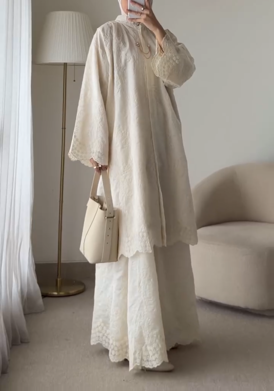 Elegant Modest Embroidered Maxi Set