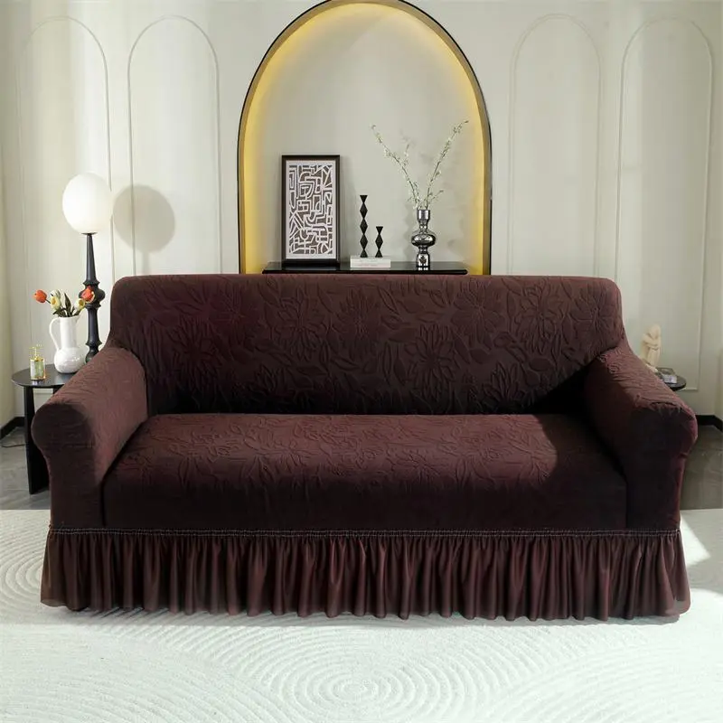 Pure Color Elastic Jacquard Sofa Cover, Sofa Couch Covers, Stretch Sofa Cover Dustproof Slipcover for Living Room Outdoor Single Twin Triple Quad Armchair, All Seasons Washable