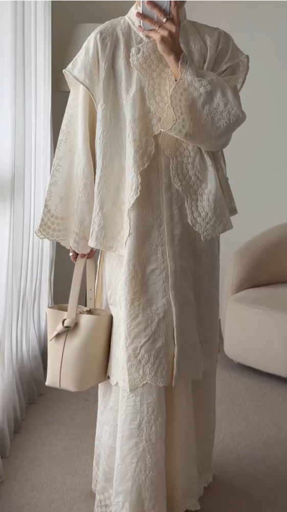 Elegant Modest Embroidered Maxi Set