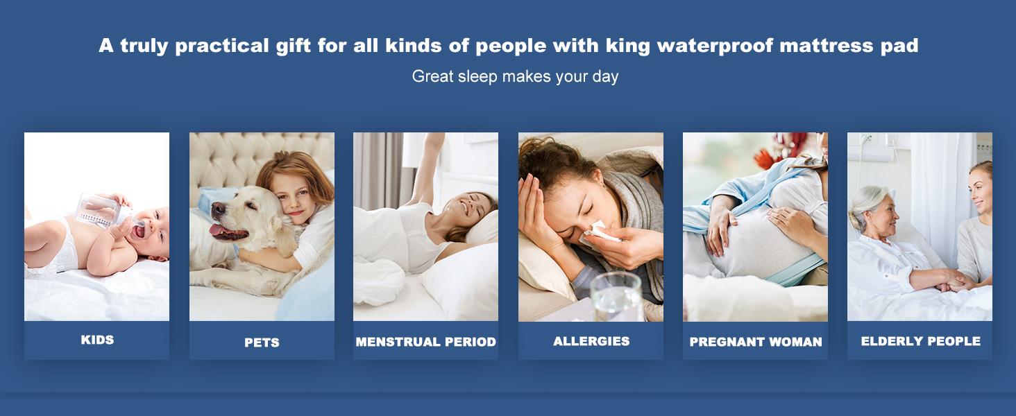 Raybee Waterproof Mattress Protector Queen Size, Washable & Durable Mattress Cover, 6-16'' Deep Pocket Mattress Pad , Fitted Sheet For Bedroom, Guest Room, Collage Dorm,Hotel,Dust Proof,back to school,back to school shopping,home decor Raybee Waterproof Mattress Protector Queen Size, Washable & Durable Mattress Cover, 6-16'' Deep Pocket Mattress Pad , Fitted Sheet For Bedroom, Guest Room, Collage Dorm,Hotel,Dust Proof,back to school,back to school shopping,home decor