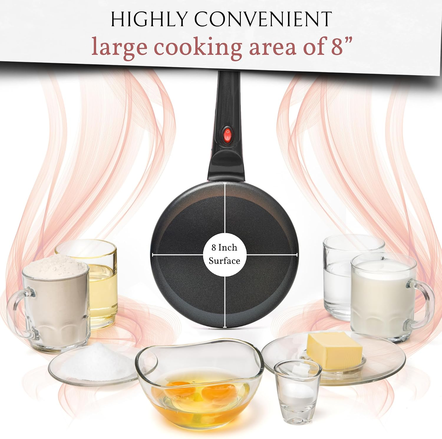 HULIABU 12” Electric Crepe Maker Machine, Griddle Nonstick Crepe Pan