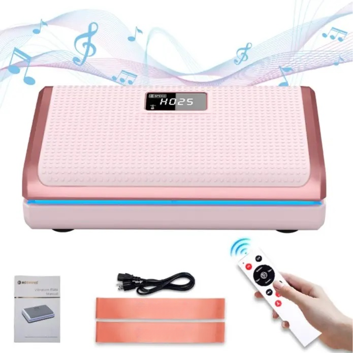 Vibration Plate Exercise Machine with 450 LBS Capacity, 120 Speed Levels, 60Hz High Frequency and Resistance Bands for Portable Whole-Body Home Fitness