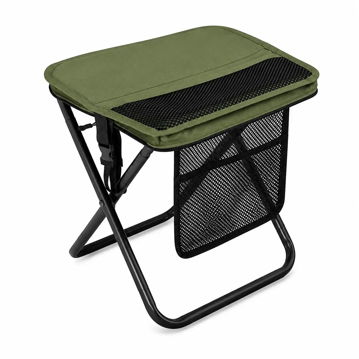 Ultra‑Light Folding Camping Chair with Shoulder Strap, 1.5 lbs Portable Outdoor Chair, 400 lbs Weight Capacity, Two Side Pockets with Hook‑and‑Loop Storage for Camping, Hiking, Fishing & BBQ