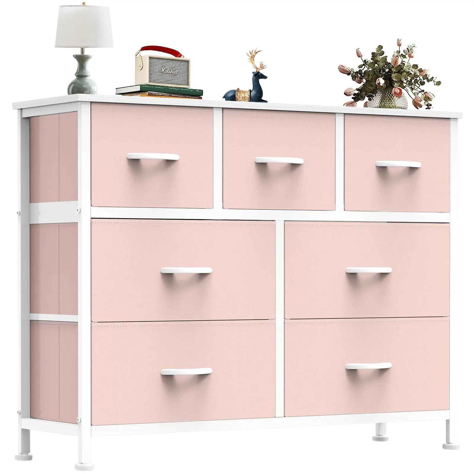 【Deal】Sweetcrispy 7-Drawer Black Fabric Drawer Storage Dresser - Bedroom Dresser, Small Room Organization Product, Organizer Storage, TV Stand Sideboard, Entryway Cabinet