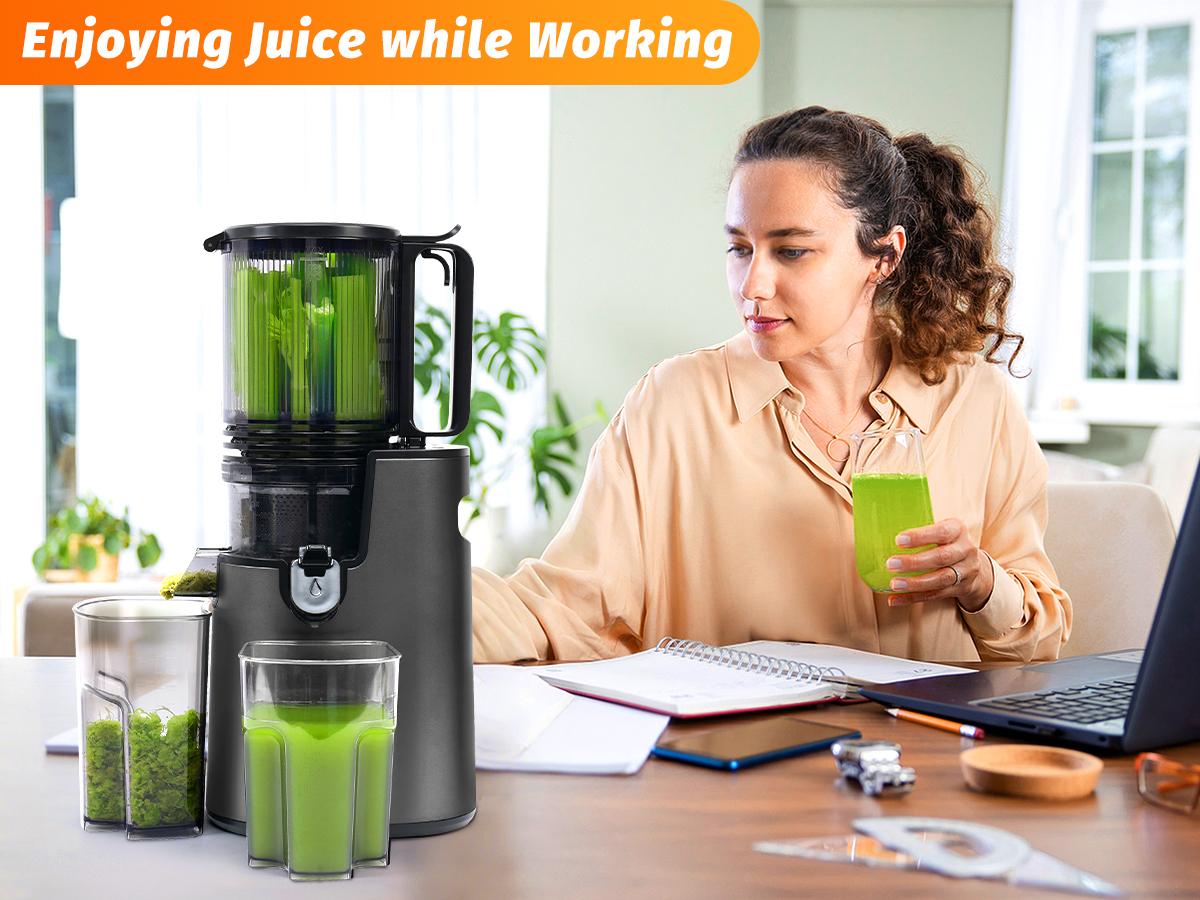 LQZ 350W Cold Press Juicer - Slow Masticating, 5.4 Inch Feed Chute, High Juice Yield, Easy Clean, 55rpm Technology for Whole Fruits & Veggies,Summer Glow LQZ 350W Cold Press Juicer - Slow Masticating, 5.4 Inch Feed Chute, High Juice Yield, Easy Clean, 55rpm Technology for Whole Fruits & Veggies,Summer Glow