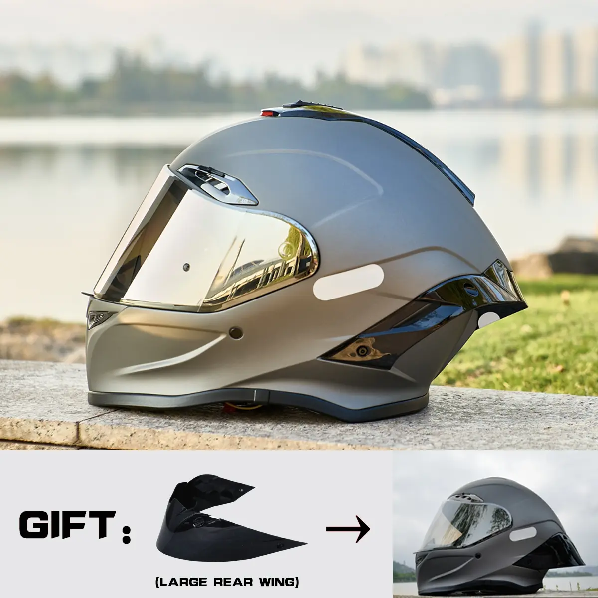 HULIABU Brand Full-Face Motorcycle Helmet, A large tail fin is given as a gift.Abs Material with Eps Liner, Multiple Ventilation, Sunshade Lenses, Unisex All-Season Commuter Helmets