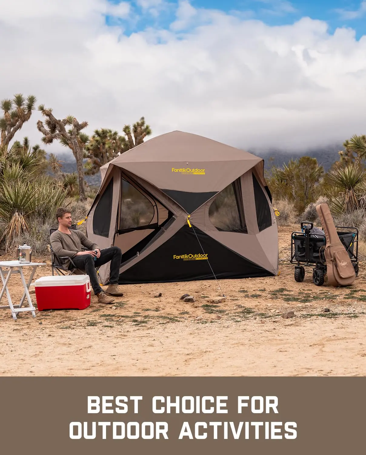 FanttikOutdoor Alpha C4 Ultra Camping Tent 4 Person Pop Up Instant Cabin Setup in 60 Seconds Portable Hub Tent with Rainfly & Windproof for Outdoor Camping & Overlanding, Instant Canopy Tent, Windproof Folding Tent,SummerWins