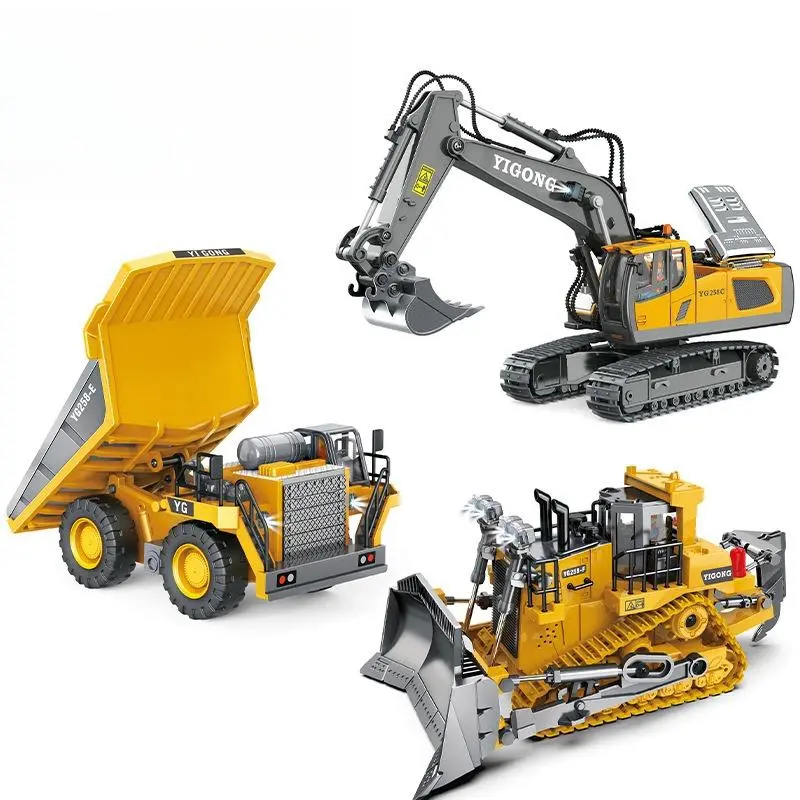 (Easy for kids!)Excavator RC Construction Truck 2.4G High-tech Remote-Control Bulldozer Construction Vehicle Electronic Toy Features lights, sounds and realistic tracks, suitable for children's play, children's gifts, birthday gifts,not 100% metal