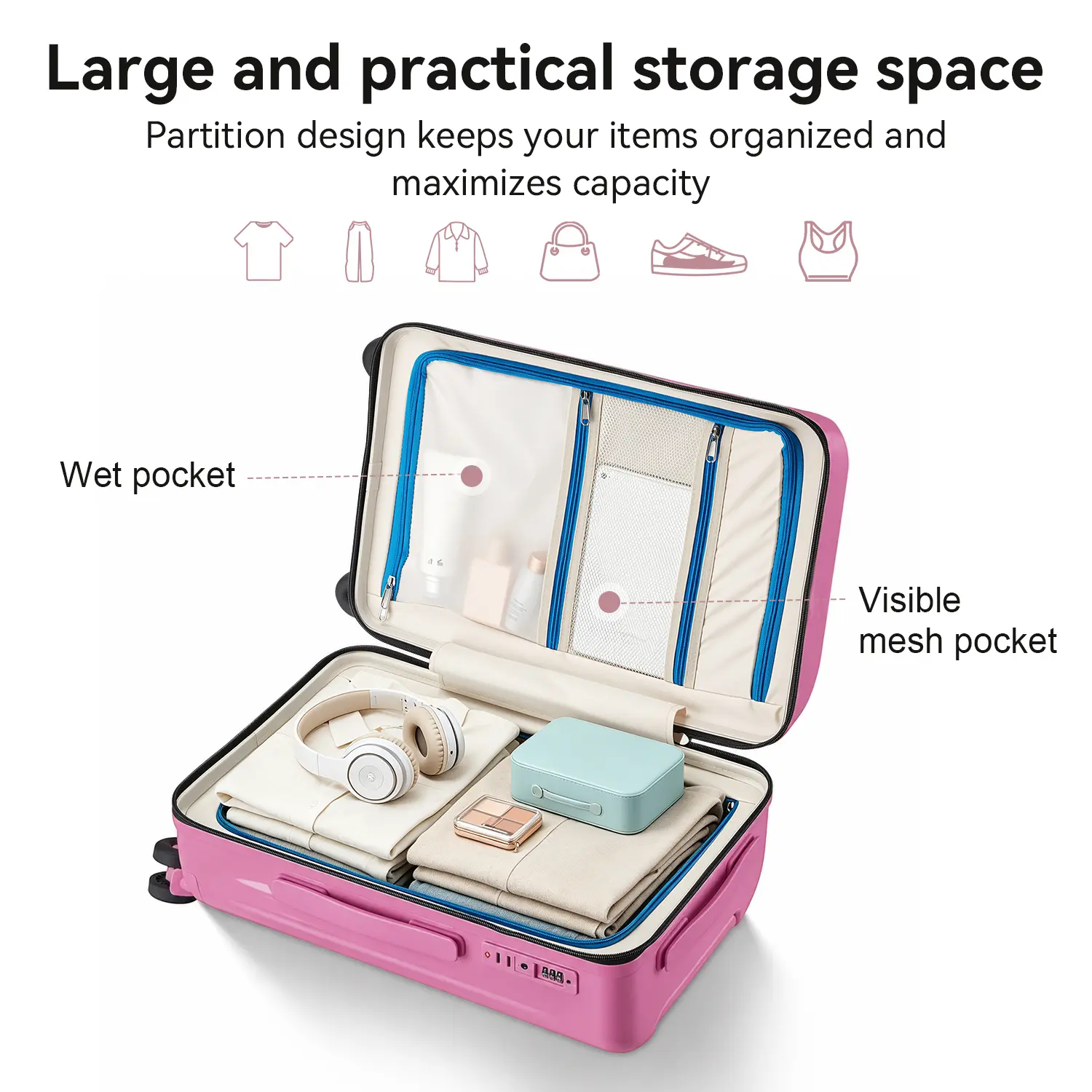 Modern Luggage Set - 3-Piece Hardside Shell Wheeled Travel Gear, 20/24/28-Inch Multi-Purpose Checked Bags with TSA Lock, 360° Smooth Rollers, Phone Stand, Side Hook