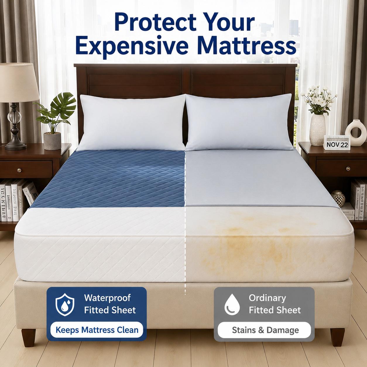 Raybee Waterproof Mattress Protector Queen Size, Washable & Durable Mattress Cover, 6-16'' Deep Pocket Mattress Pad , Fitted Sheet For Bedroom, Guest Room, Collage Dorm,Hotel,Dust Proof,back to school,back to school shopping,home decor Raybee Waterproof Mattress Protector Queen Size, Washable & Durable Mattress Cover, 6-16'' Deep Pocket Mattress Pad , Fitted Sheet For Bedroom, Guest Room, Collage Dorm,Hotel,Dust Proof,back to school,back to school shopping,home decor