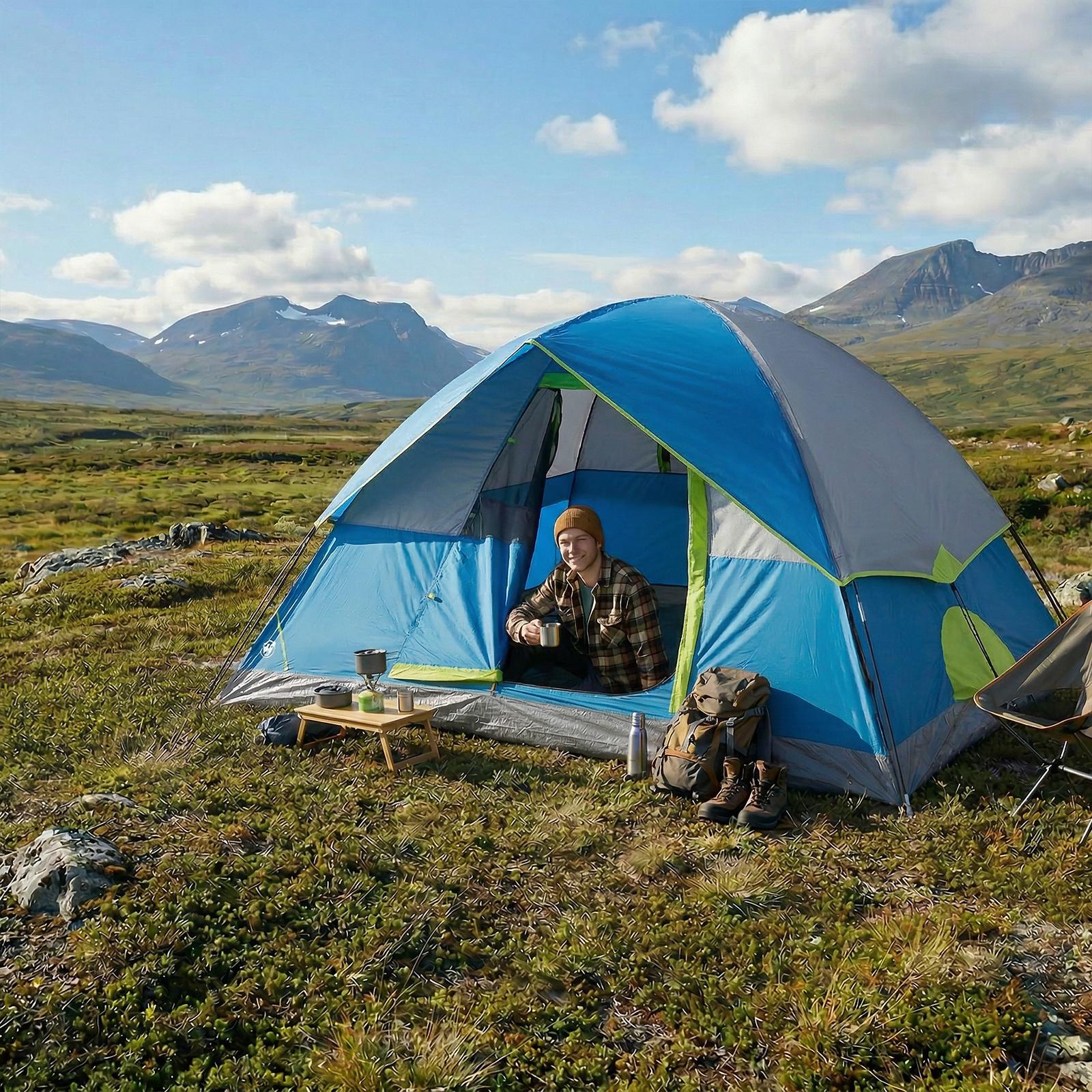 Sweetcrispy 2-8 Person Instant Polyester Camping Tent for Families, Easy Setup with Removable Rainfly, Power Cord Access & Excellent Ventilation, Easy Setup Tents, Tents For Camping