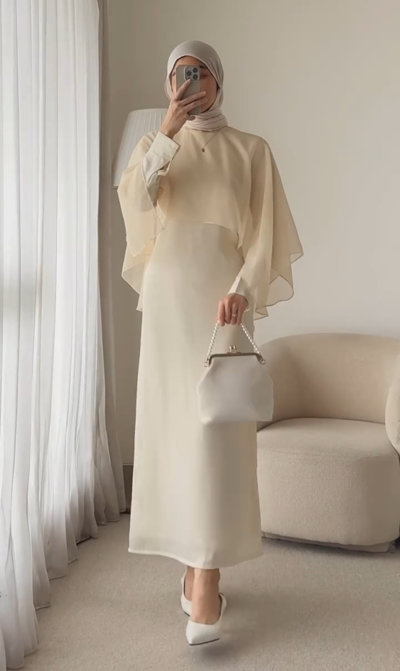 Elegant Cape Sleeve Maxi Dress
