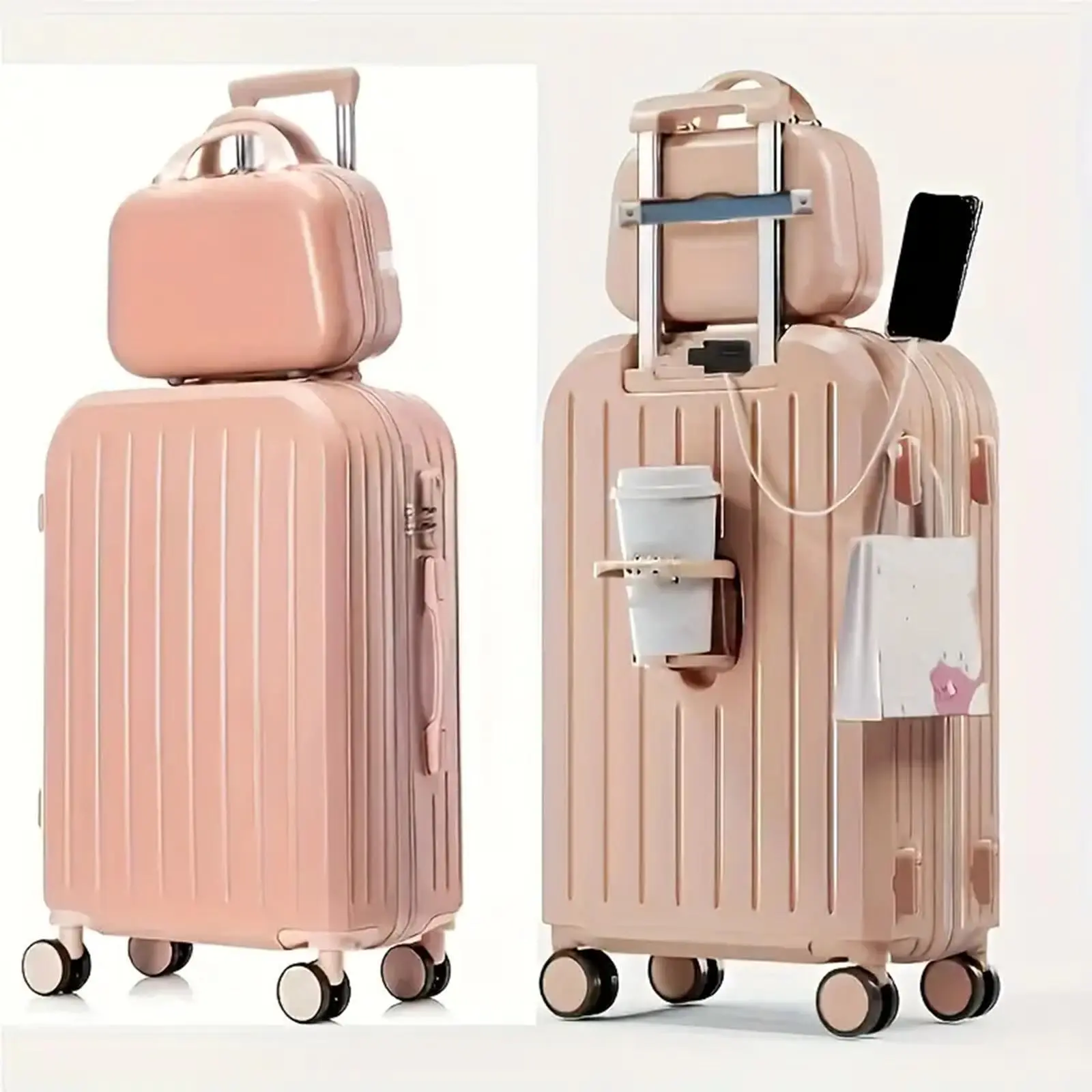 Small size 2 Piece ABS+PC Hardshell Luggage Set in Classic Design,Can be taken on boardA,Elegant and Durable Suitcases,Lightweight Luggage with one handbag set, Cabin Size Blue, Luggagesets Back to school be is suitcase