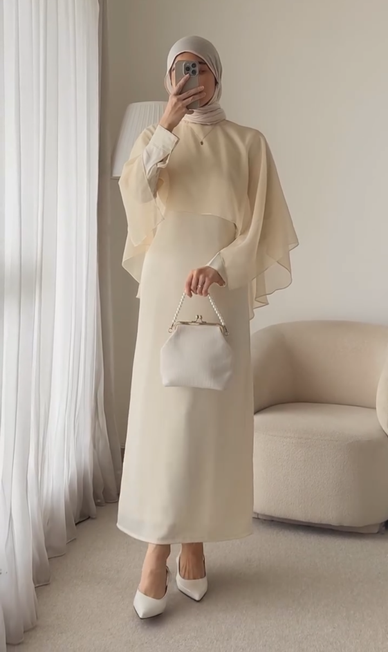 Elegant Cape Sleeve Maxi Dress