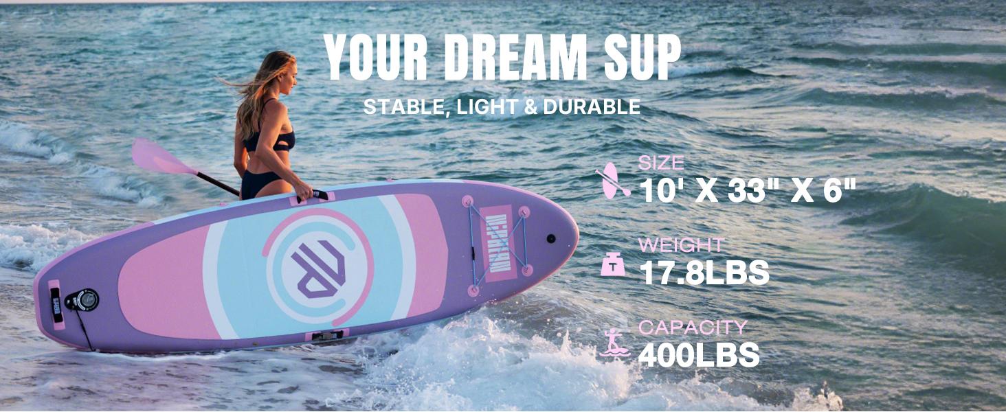 Niphean Outdoor 10' Inflatable Stand Up  Stability Paddleboard for Gliding Yoga with 33" Balance Wing & Complete Accessories Set for Adults & Youth, 3-Year Warranty