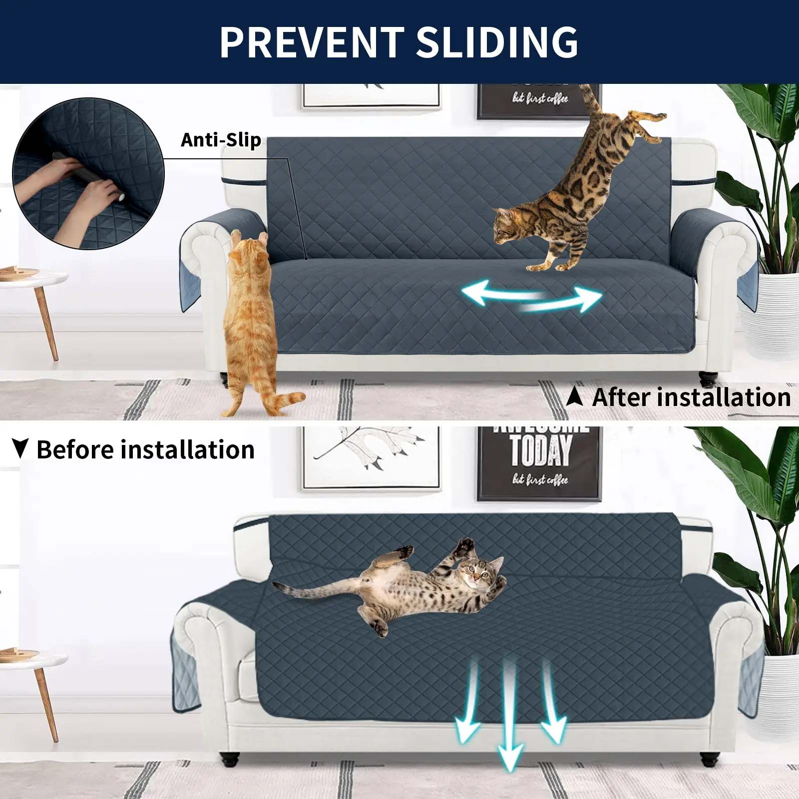  Reversible Couch Cover for sofa,Water Resistant Sofa Protector Slipcover for1/2/3/4 Seater with Foam Sticks Elastic Strapsfor Pet, Sofa Blanket, Livingroom,back toschool,dorm essentials,home decor,homeessentials