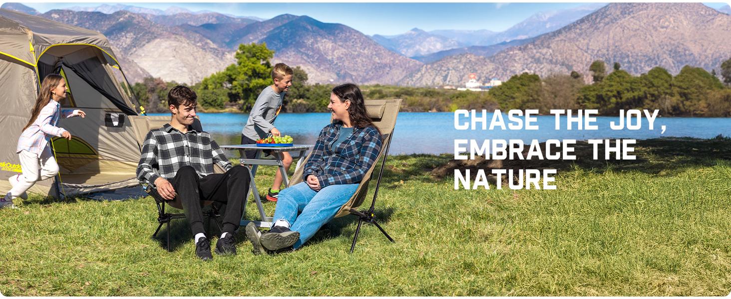 FanttikOutdoor Zeta L8 Max Camping Chair, Portable & Lightweight, Comfort-Driven Foldable Rocking Chair with Carry Bag for Camping, Hiking, Patio, Fishing, Support up to 250 lbs, Camping Lounger, Collapsible Folding Chair