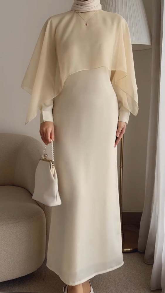 Elegant Cape Sleeve Maxi Dress
