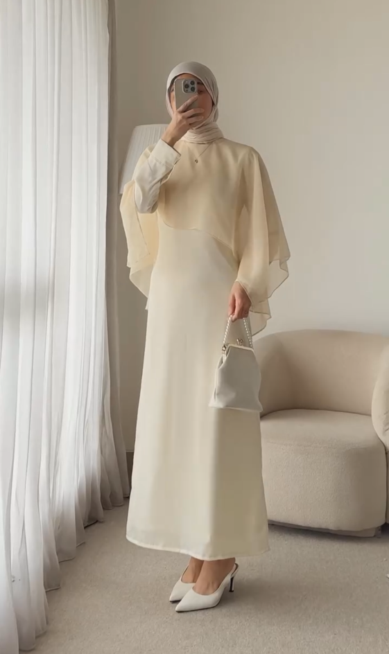Elegant Cape Sleeve Maxi Dress