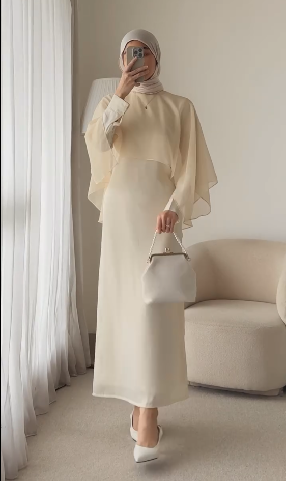 Elegant Cape Sleeve Maxi Dress