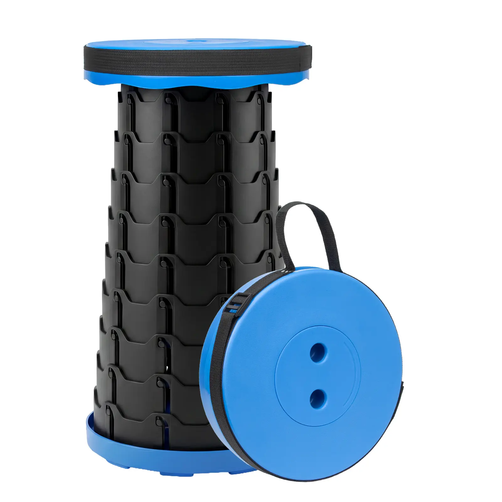 Adjustable Telescopic Camping Stool, Lightweight Foldable Portable Travel Seat with Carry Strap for Adults and Kids