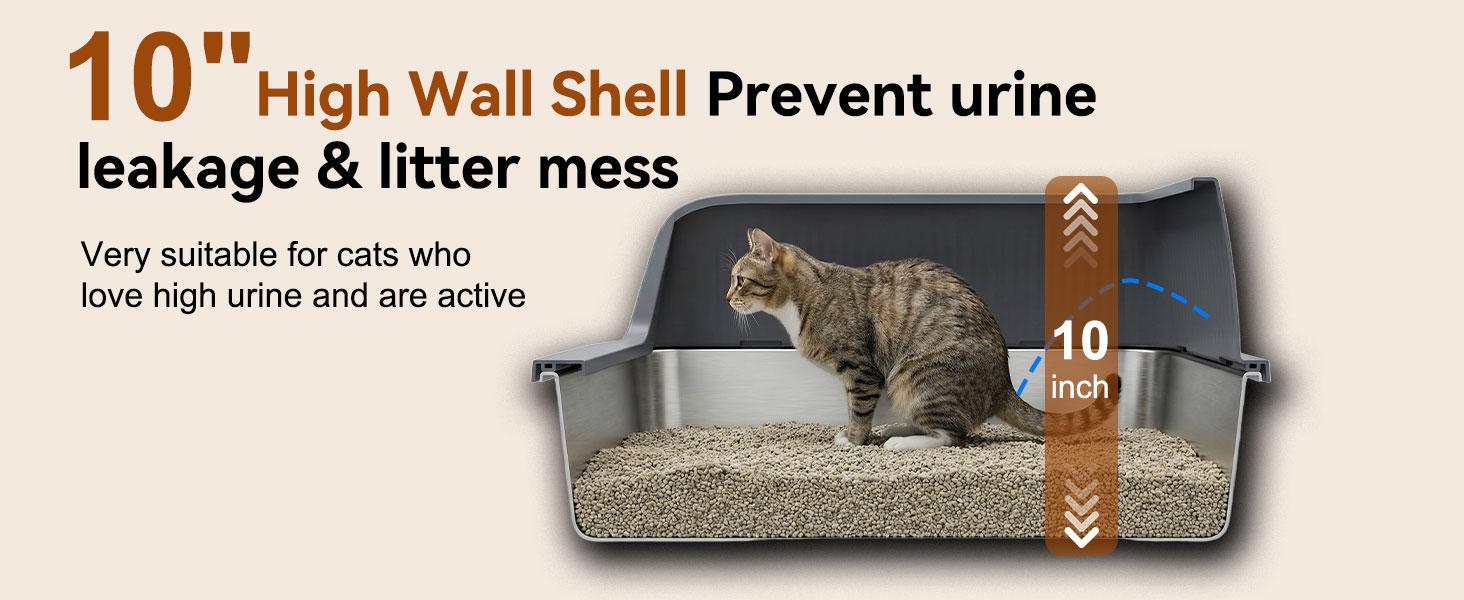 Topyangs 2-Pack Stainless Steel Cat Litter Box, Extra Large High Anti-Splash Sides, Leak-Proof Non-Stick Metal Litter Pans, Easy to Clean, Comes with 2 Litter Scoops, Ideal for Multi-Cat Families