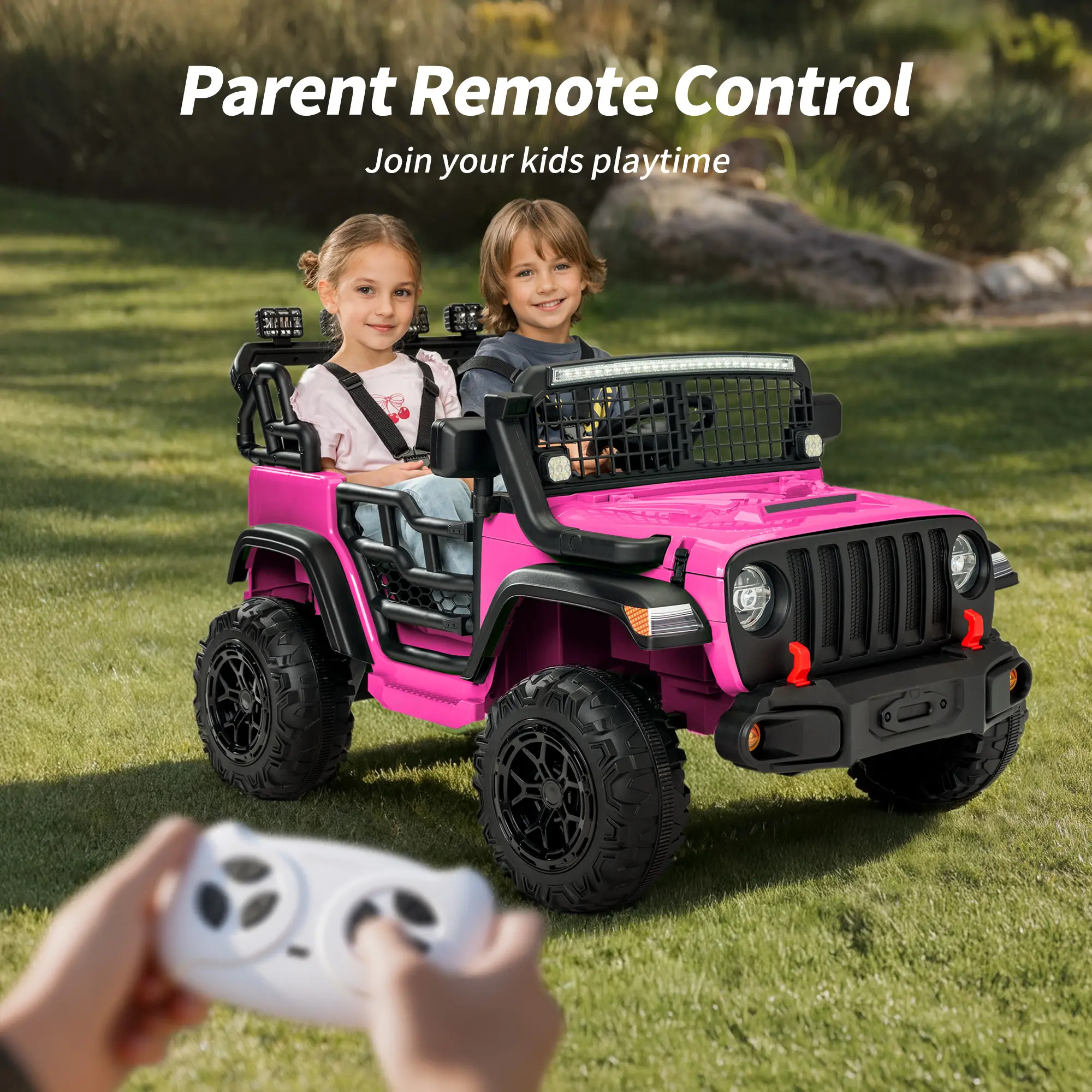 Outfunny 24V Kids Ride on Truck, 4WD/2WD 2 Seater Electric Ride on Toys Car for Big Kids w/ Remote, 4x200W Motor