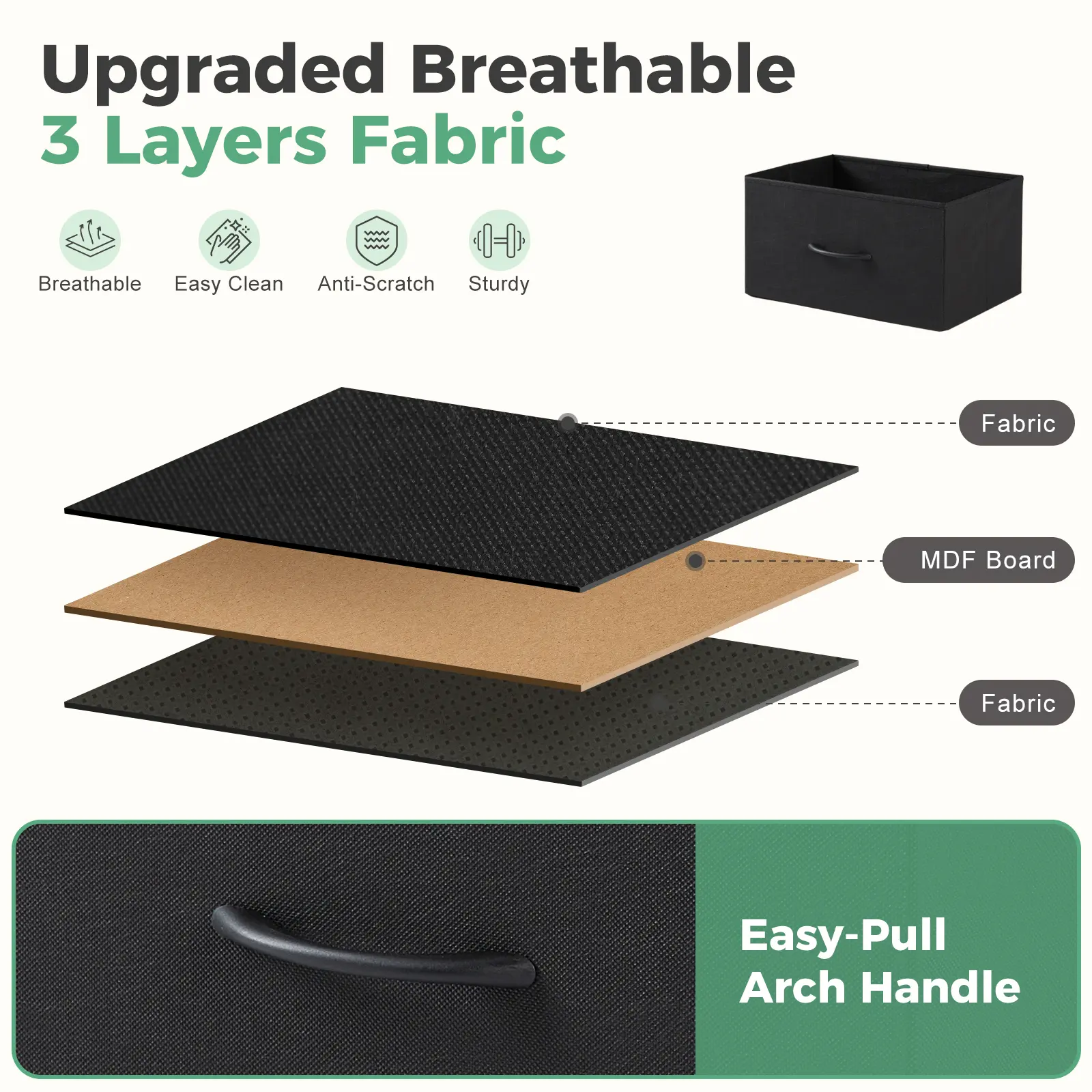 【Deal】Sweetcrispy 7-Drawer Black Fabric Drawer Storage Dresser - Bedroom Dresser, Small Room Organization Product, Organizer Storage, TV Stand Sideboard, Entryway Cabinet