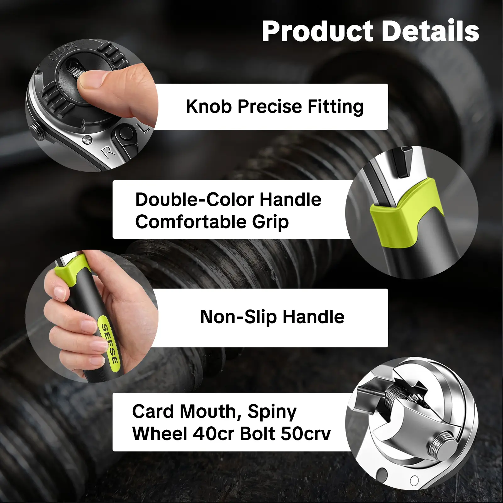 SEESE Adjustable Ratchet Wrench Kit for 6-22mm Screw, Portable Adjustable Ratcheting Wrench Set with Non-slip Handle