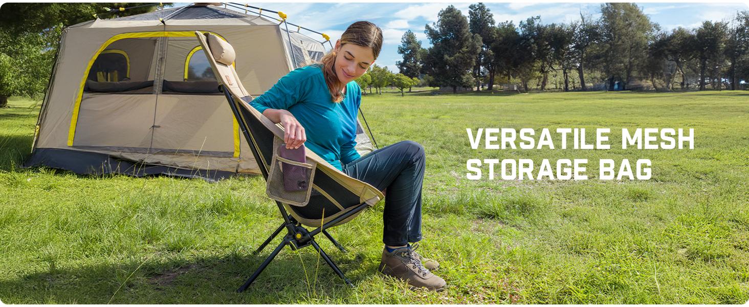 FanttikOutdoor Zeta L8 Max Camping Chair, Portable & Lightweight, Comfort-Driven Foldable Rocking Chair with Carry Bag for Camping, Hiking, Patio, Fishing, Support up to 250 lbs, Camping Lounger, Collapsible Folding Chair