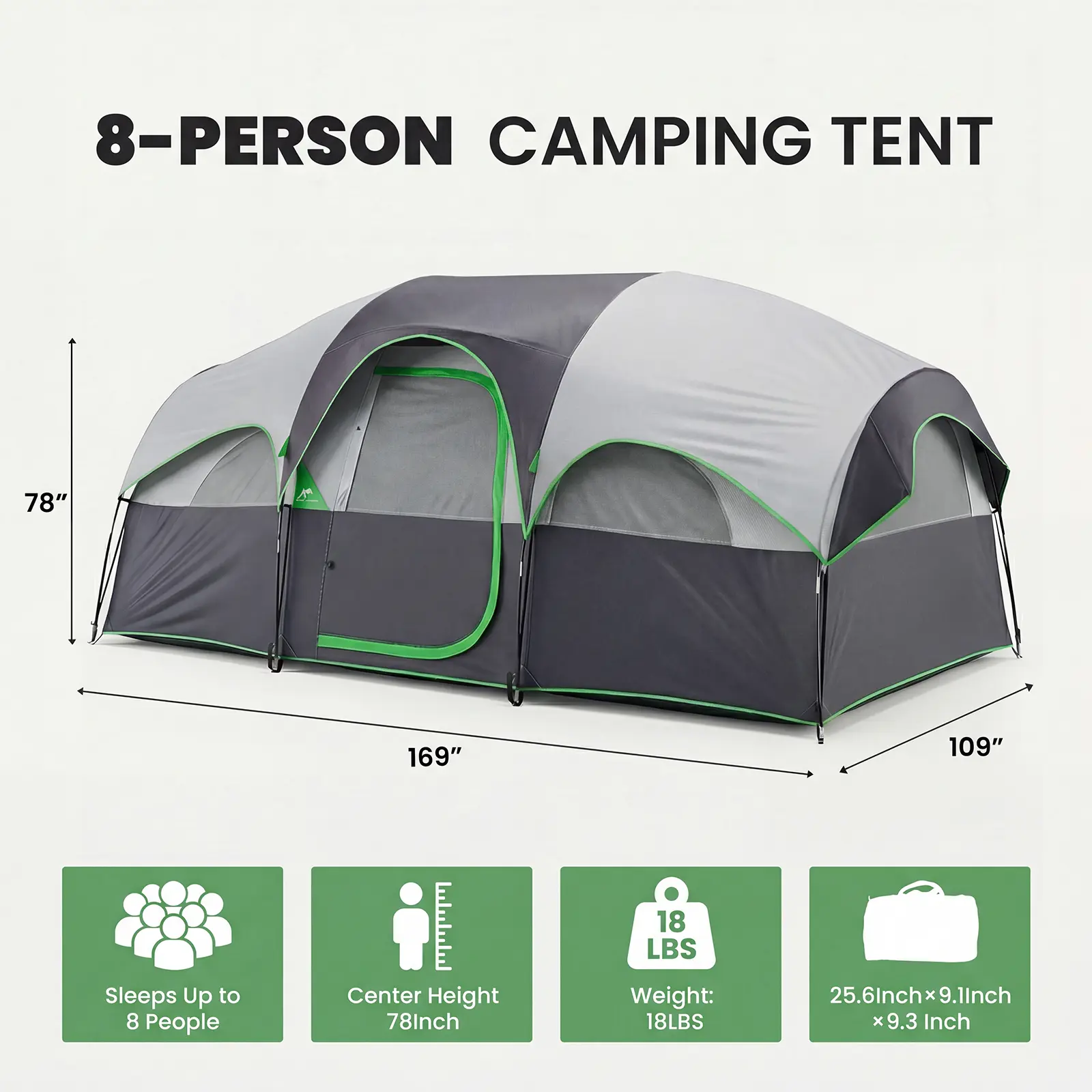 Sweetcrispy 2-8 Person Instant Polyester Camping Tent for Families, Easy Setup with Removable Rainfly, Power Cord Access & Excellent Ventilation, Easy Setup Tents, Tents For Camping