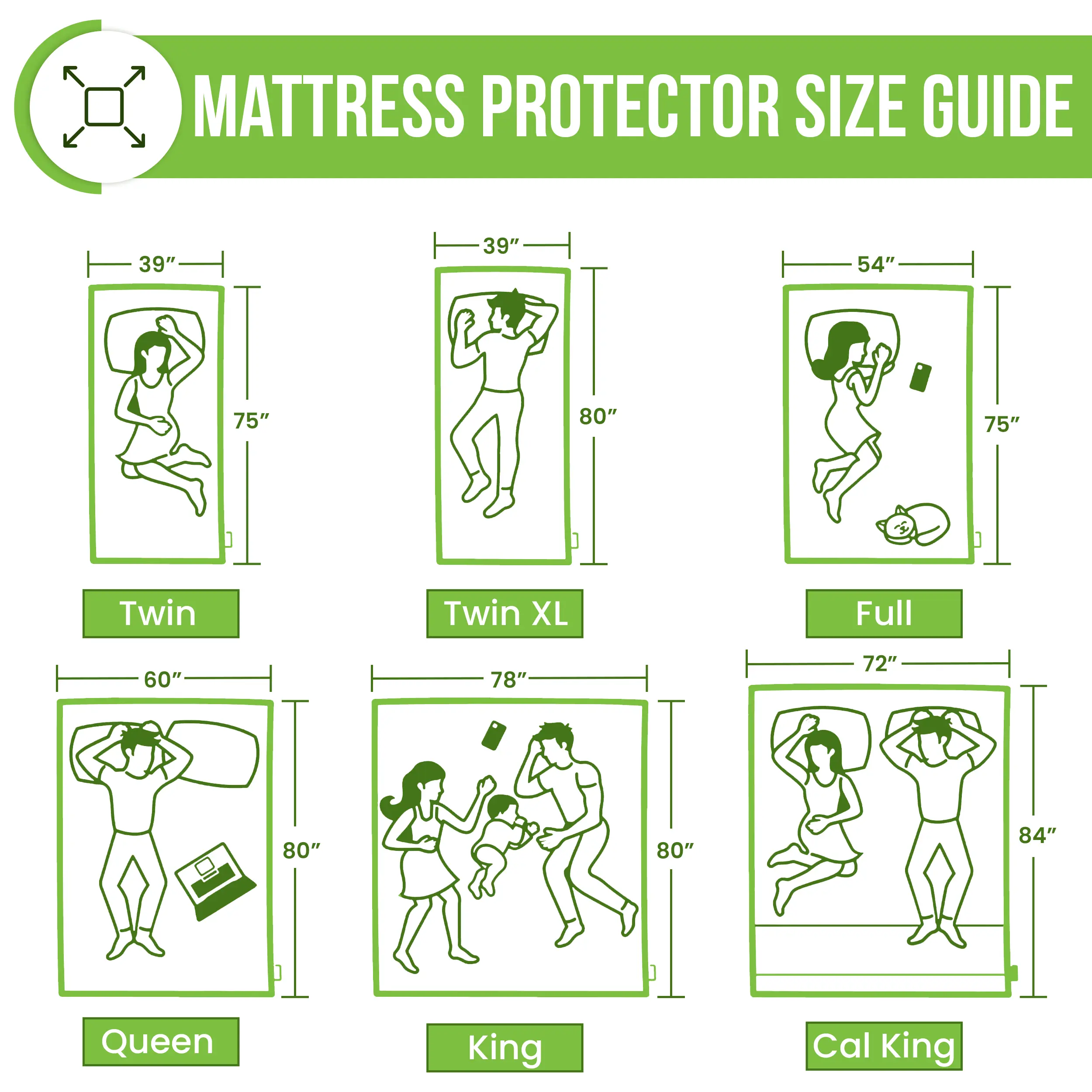 Bamboo Waterproof Mattress Protector – Cooling Quilted Soft Breathable Skin-Friendly Noiseless Mattress Cover, Elastic Fitted with 16” Deep Pocket, Durable & Easy-Care Bedding Protection Natural Fiber Topper
