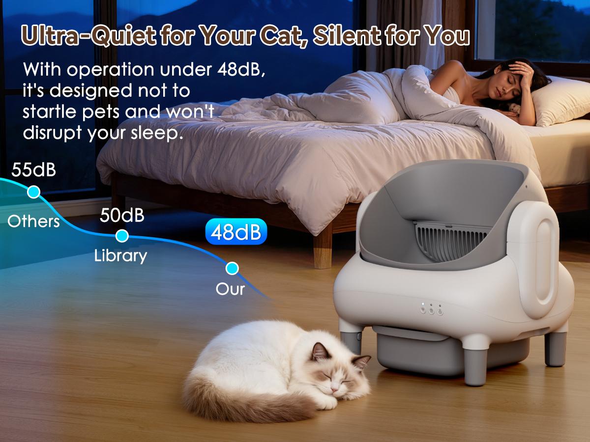 FUMOI Automatic Litter Box for Multi-Cat Homes - Open-Top Auto Cleaner, APP Control, Safety Sensors, Odor Lock, 10.5L Large Waste Bin (2.4G WiFi Only) FUMOI Automatic Litter Box for Multi-Cat Homes - Open-Top Auto Cleaner, APP Control, Safety Sensors, Odor Lock, 10.5L Large Waste Bin (2.4G WiFi Only)