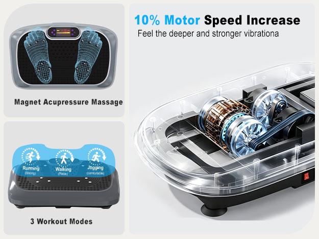 HOTWAVE Vibration Plate Exercise Machine - 450 LBS Capacity, 120 Speed Levels, 60Hz High Frequency Vibration Platform with Resistance Bands, Portable Indoor Home Workout Whole Body Workout Fitness Equipment, Indoor Fitness Equipment