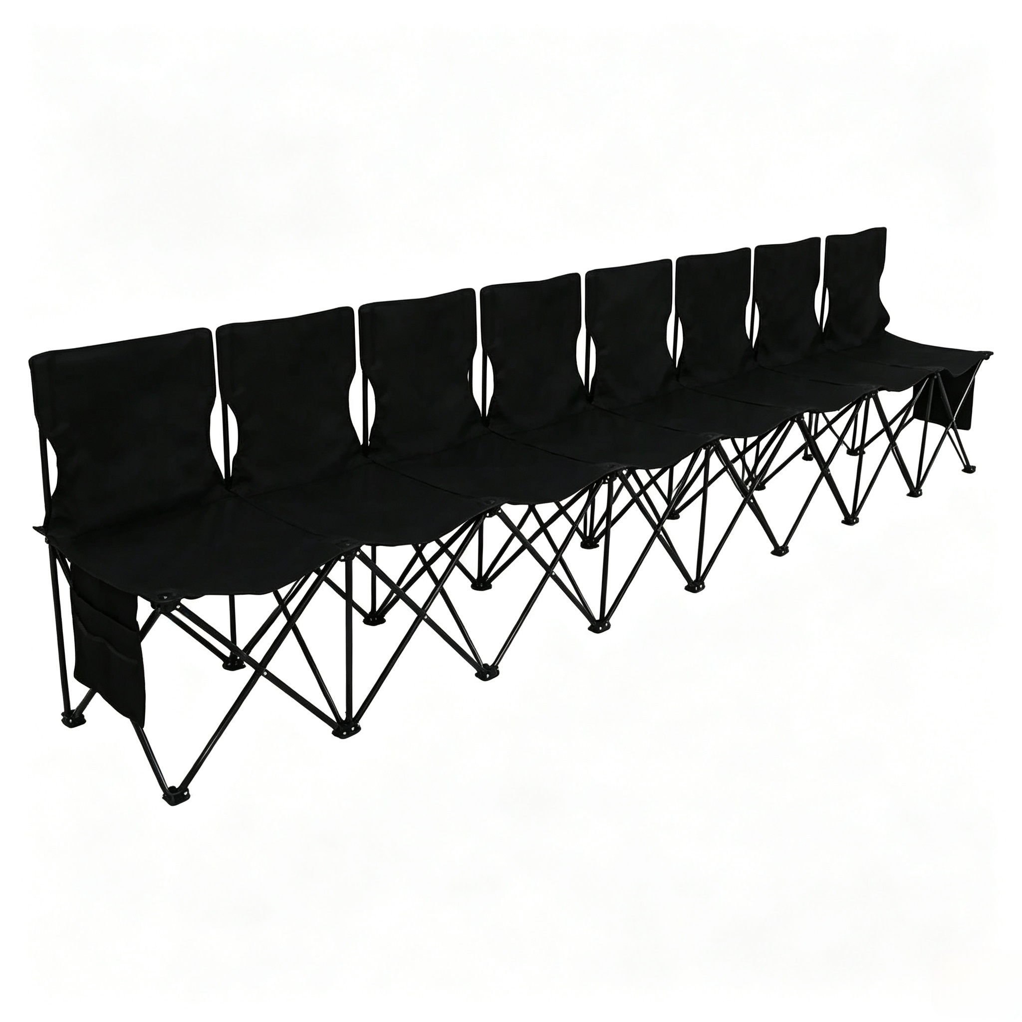 Multi‑Seat Portable Folding Bench, High‑Back Outdoor Collapsible Bench with Side Pocket for Sports, Camping & Events (6‑Seat / 8‑Seat Available)