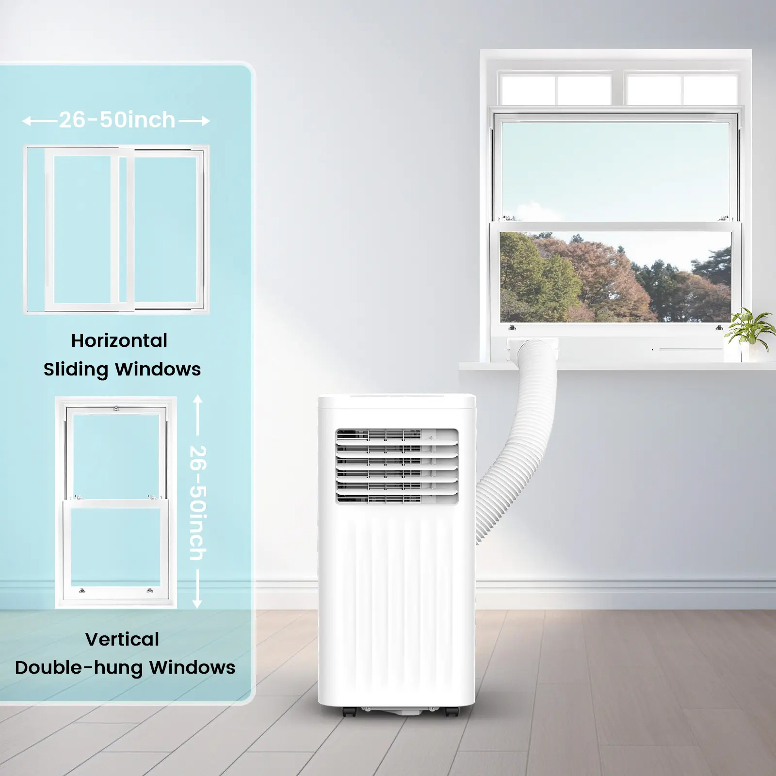 COWSAR 8000-10000 BTU EasyCool Portable Air Conditioner – Indoor Room Home Comfort Gear, Cools 350 Sq.Ft, Remote Control, LED Display, 24H Timer, Sleep Mode & Window Installation Kit, for Bedroom Office Apartment