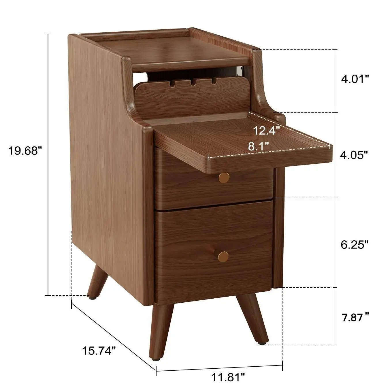 Premium Solid Wood Nightstand | No MDF, 2 Drawer Storage, Space-Saving Bedside Table
