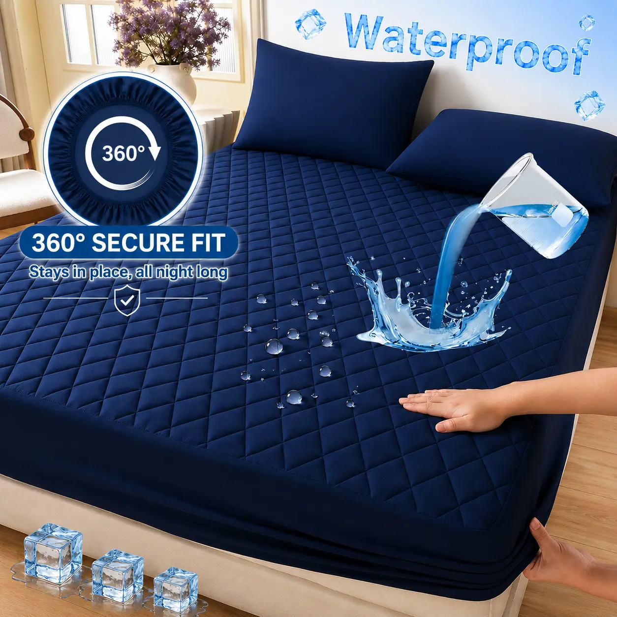 Waterproof Mattress Protector Queen Size, Washable & Durable Mattress Cover, 6-16'' Deep Pocket Mattress Pad , Fitted Sheet For Bedroom, Guest Room, Collage Dorm,Hotel,Dust Proof,back to school,back to school shopping,home decor