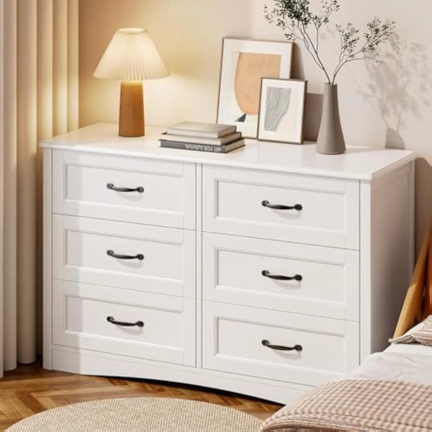Gizoon 6 Drawer Dresser,Dresser for Bedroom with Mental Handle, White Dresser for Cloakroom, Hallway, Entryway Cupboard Apartment Furniture Organize Organizing,dorm essentials,home decor