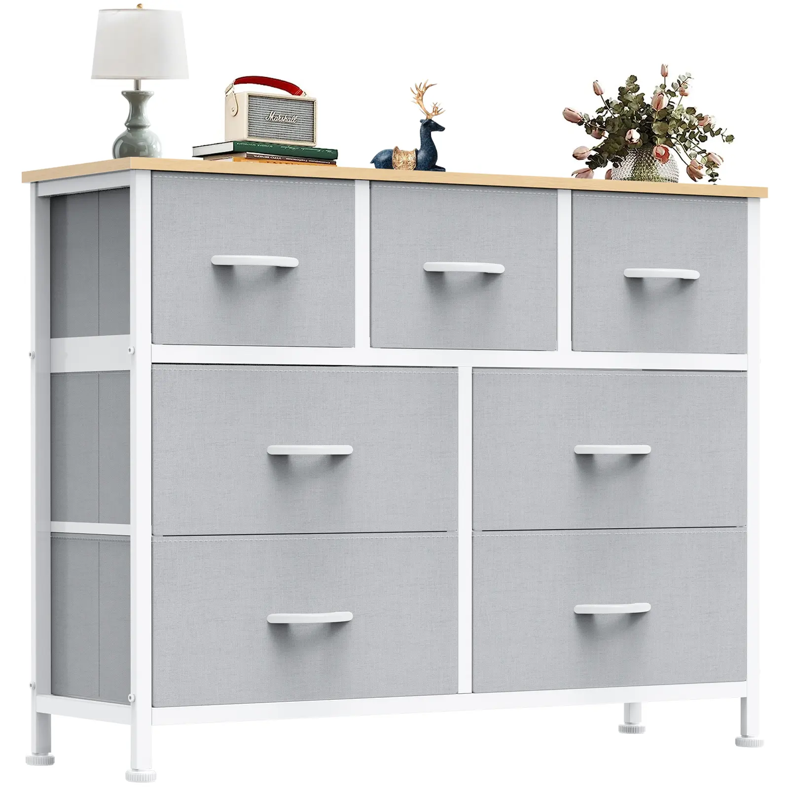 【Deal】Sweetcrispy 7-Drawer Black Fabric Drawer Storage Dresser - Bedroom Dresser, Small Room Organization Product, Organizer Storage, TV Stand Sideboard, Entryway Cabinet
