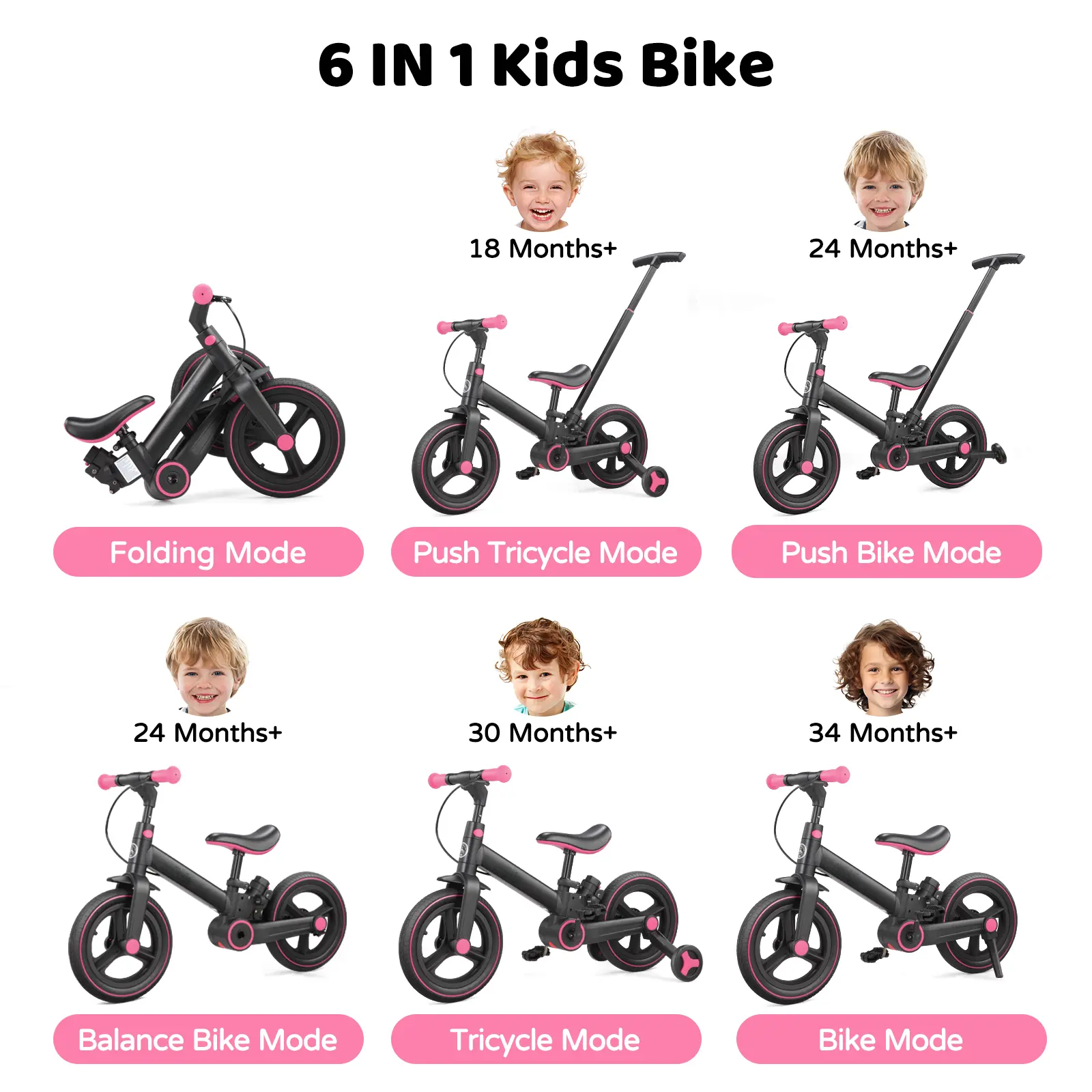 6-in-1 Toddler Bike | Balance, Ride & Learn in One Smart Design