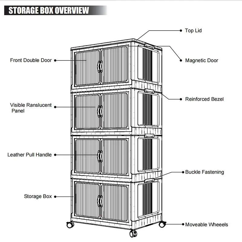 128QT Foldable Collapsible Bins with Lid, Magnetic Doors, 360-Degree Wheels - Eco-Friendly Storage Organizer for Room Storage, Small Room Organization Products