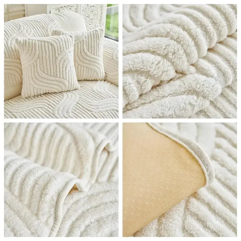  Gift Choice 1 Count Sofa Cover for 1-4Seater NO BACK OR ARMREST Solid ColorJacquard Sofa Protector, Anti-slip CouchBench Cover, Machine Washable Slipcover,Pet-friendly sofa Towel Mat for Home, LivingRoom, Dormitory, Hotel, Beige, Gray