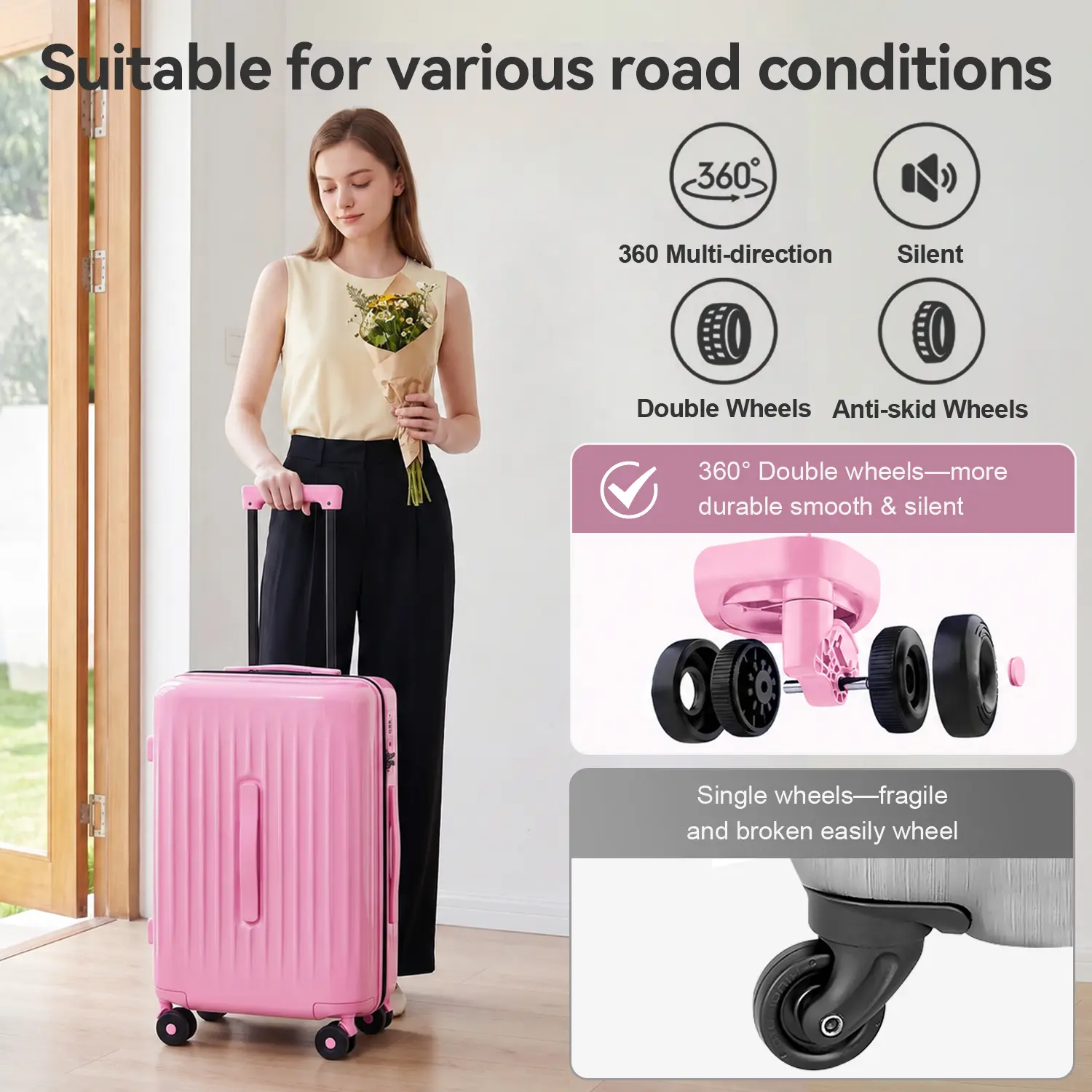 Modern Luggage Set - 3-Piece Hardside Shell Wheeled Travel Gear, 20/24/28-Inch Multi-Purpose Checked Bags with TSA Lock, 360° Smooth Rollers, Phone Stand, Side Hook