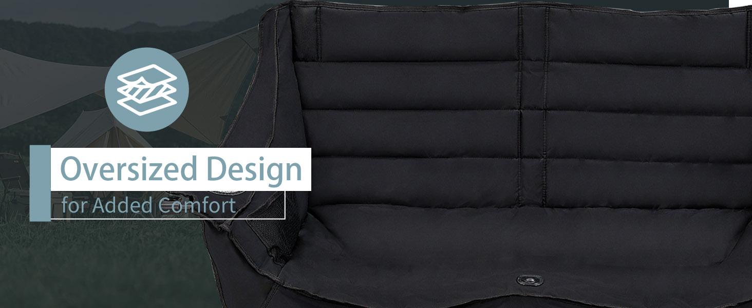 ABORON XXL Oversized 2-Person Padded Foldable Loveseat Camping Chair - Oxford Fabric, 500 lbs Capacity, Large Portable Beach Chair, Collapsible Lightweight Outdoor Seating for Camping Lawn, Large Portable Chairs
