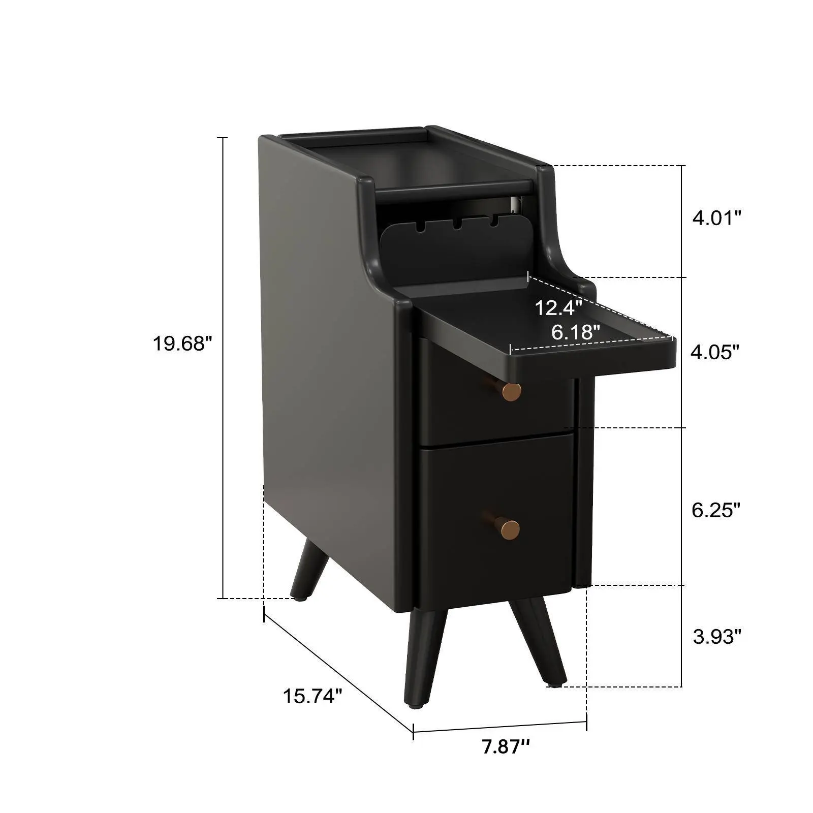 Premium Solid Wood Nightstand | No MDF, 2 Drawer Storage, Space-Saving Bedside Table