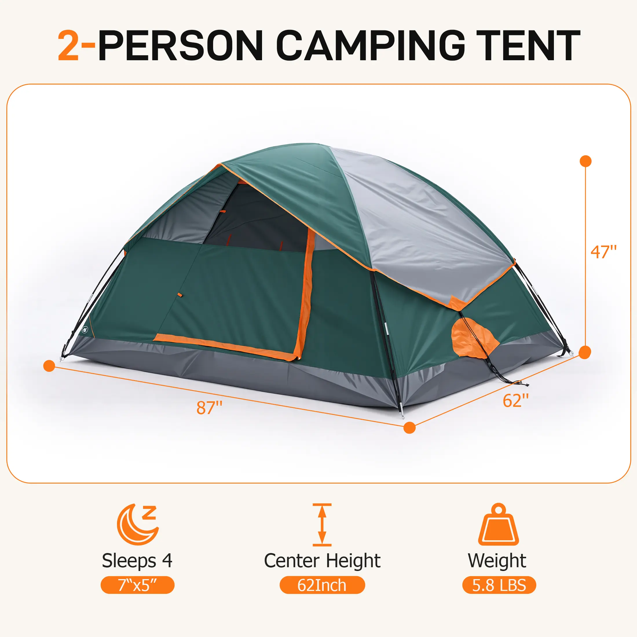 Sweetcrispy 2-8 Person Instant Polyester Camping Tent for Families, Easy Setup with Removable Rainfly, Power Cord Access & Excellent Ventilation, Easy Setup Tents, Tents For Camping