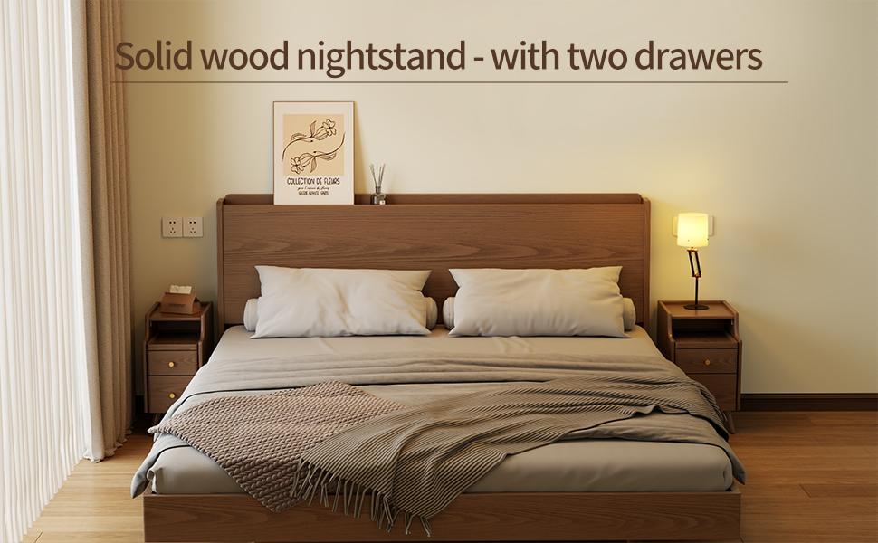 Solid Wood Modern Nightstand - No MDF, Storage Organizer, Space-Saving Furniture for Small Spaces, Bedroom Bedside Table with Drawers Nightstand For Bedroom Bedroom Nightstands